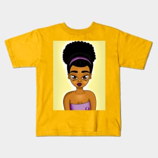 Brown skin girl, beautiful digital art illustrating Kids T-Shirt